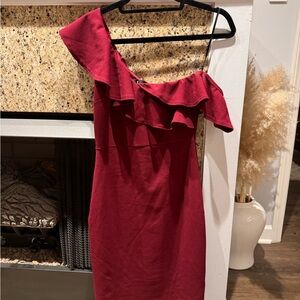 Lulus Wine Cocktail Dress One Shoulder